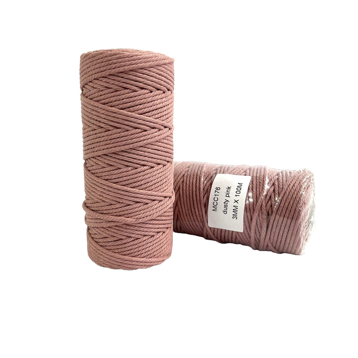 3mm Macrame Cotton Rope Dusty Pink 100mtr roll - Harry & Wilma