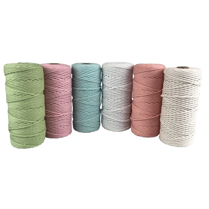 3mm Perfect Pastels Macrame Rope Bundle 6 Rolls - Harry & Wilma