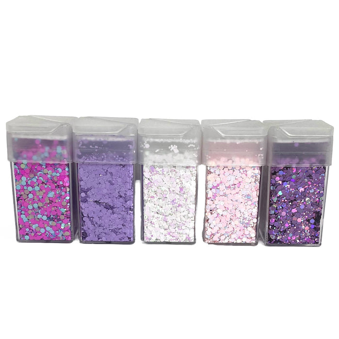 Glitter Bundle - Pink and Lavender 5 Jars - Harry & Wilma