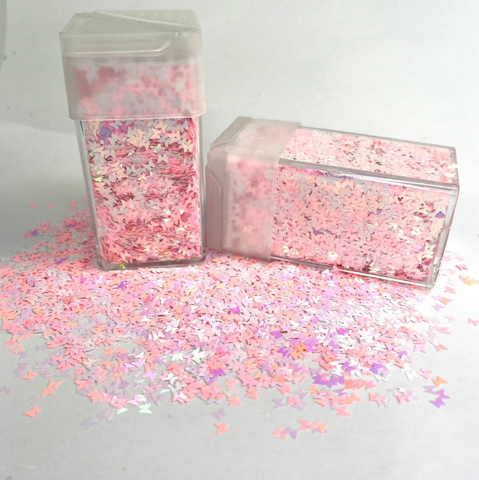 Glitter Shapes Butterflies - Pink Snow 3mm - Harry & Wilma