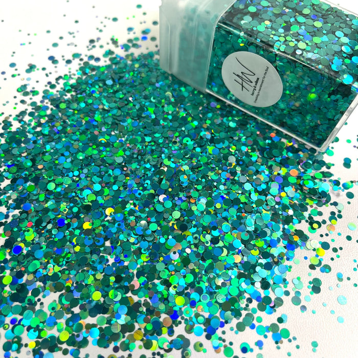 Round Chunky Holo Glitter - Aquamarine 42g - Harry & Wilma