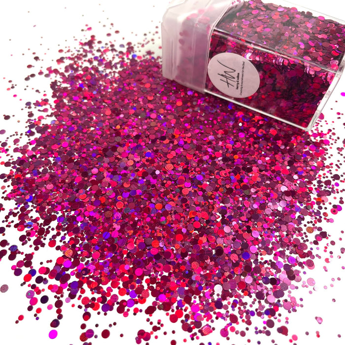 Round Chunky Holo Glitter - Hot Pink 43g - Harry & Wilma