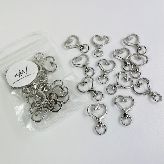 Snap Keychains Heart - Silver 12pcs - Harry & Wilma