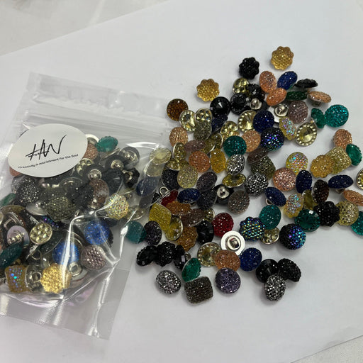 Vintage Sparkle Colour Buttons 80pc 