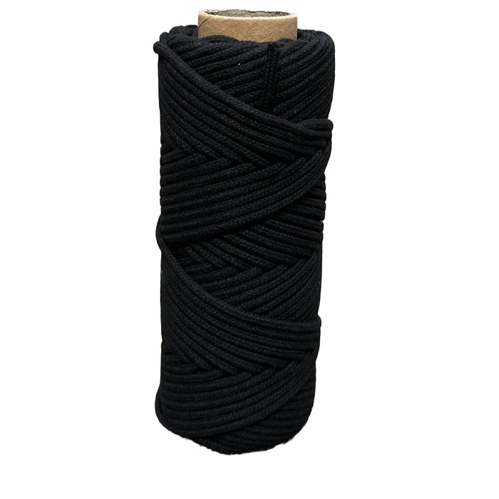 4mm Braided Macrame Cord 50mtr - Black - Harry & Wilma