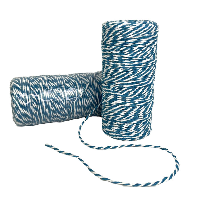 Bakers Twine 2mm Turquoise and White 91mtr Roll - Harry & Wilma