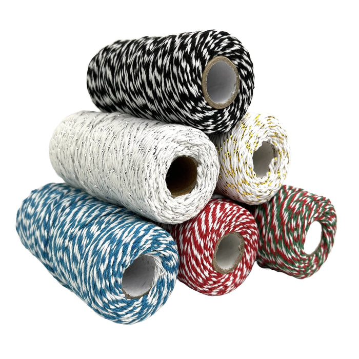 Bakers Twine 2mm White and Gold 91mtr Roll - Harry & Wilma